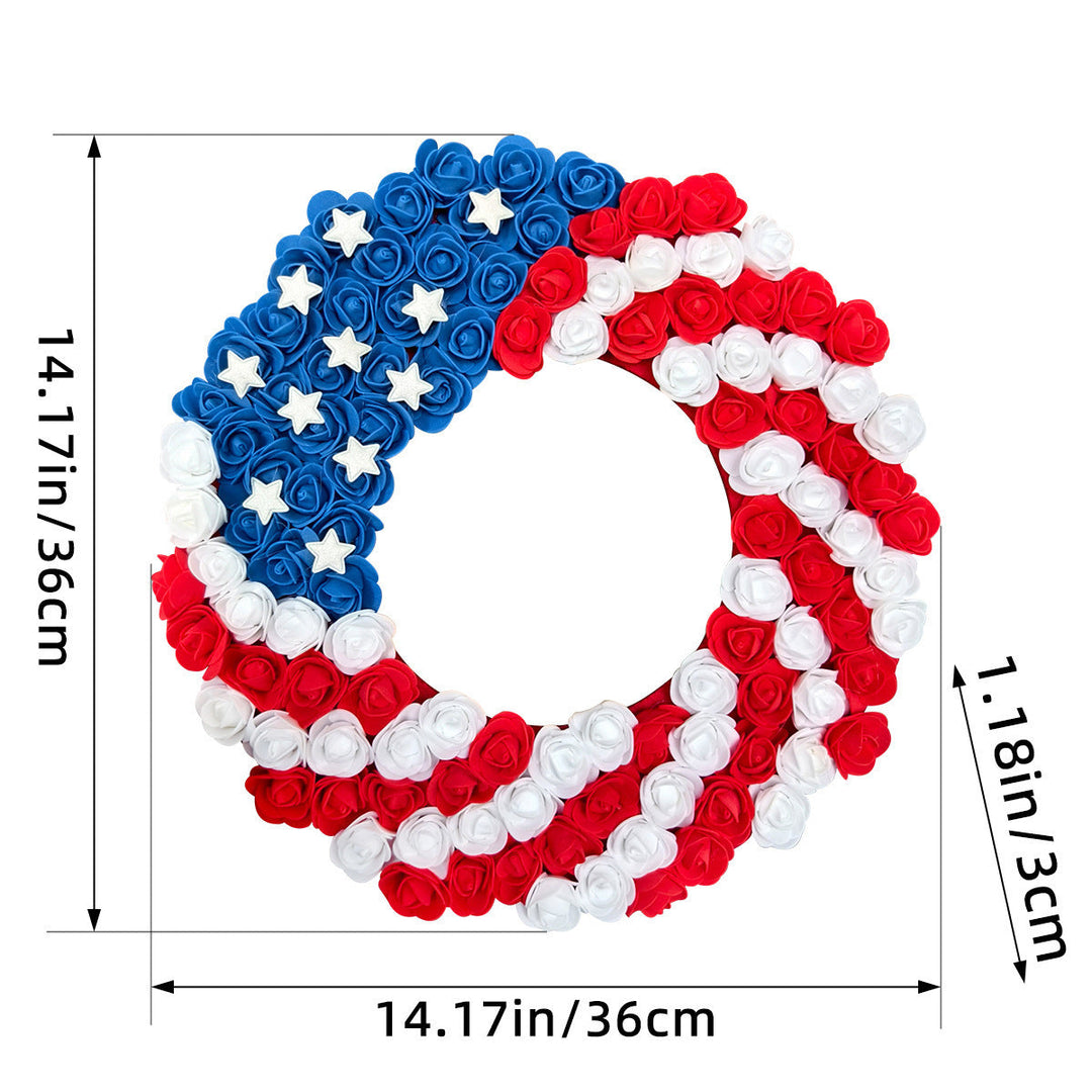 Independence Day patriotic front door wreath with Eagle Statue of Liberty and Liberty Bell accents Kalsten