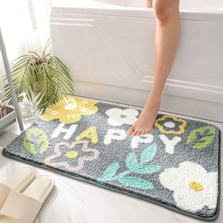 Leaf Design Plush Bathroom Mat Kalsten
