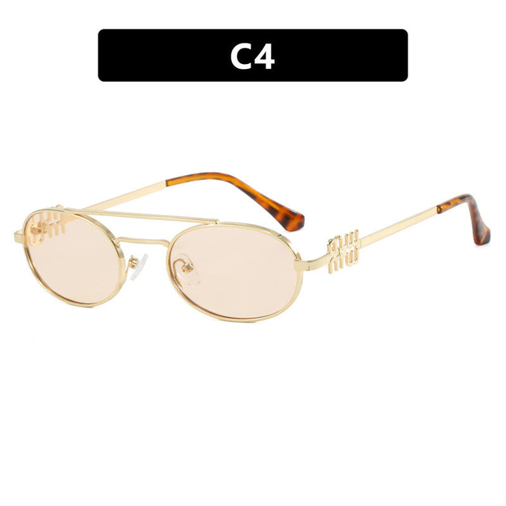 Women's elegant oval sunglasses with luxurious metal frame Kalsten