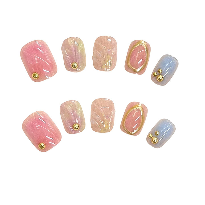 Decorative Press-On Nail Set with Gold Accents Kalsten