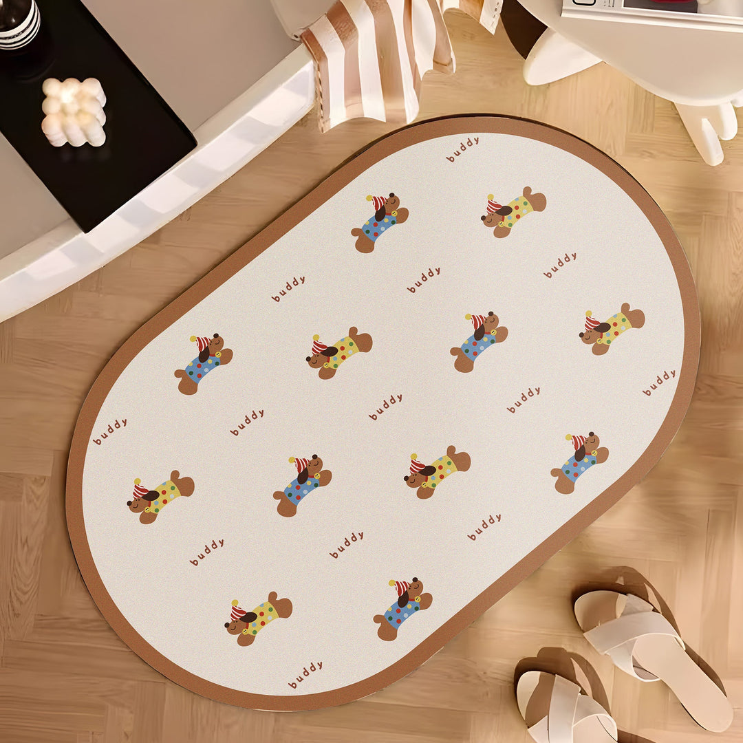 Playful Cartoon Dog-Themed Bath Mat Kalsten