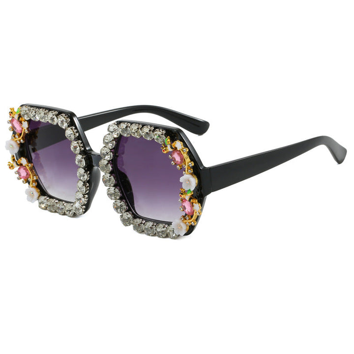 Women's extravagant hexagon sunglasses with crystal embellishment Kalsten
