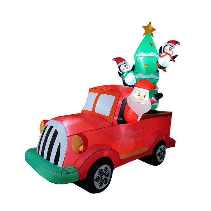 Inflatable Led Yard Santa Riding Polar Bear Outdoor Christmas Decoration With Internal Fan And Anchor Stakes