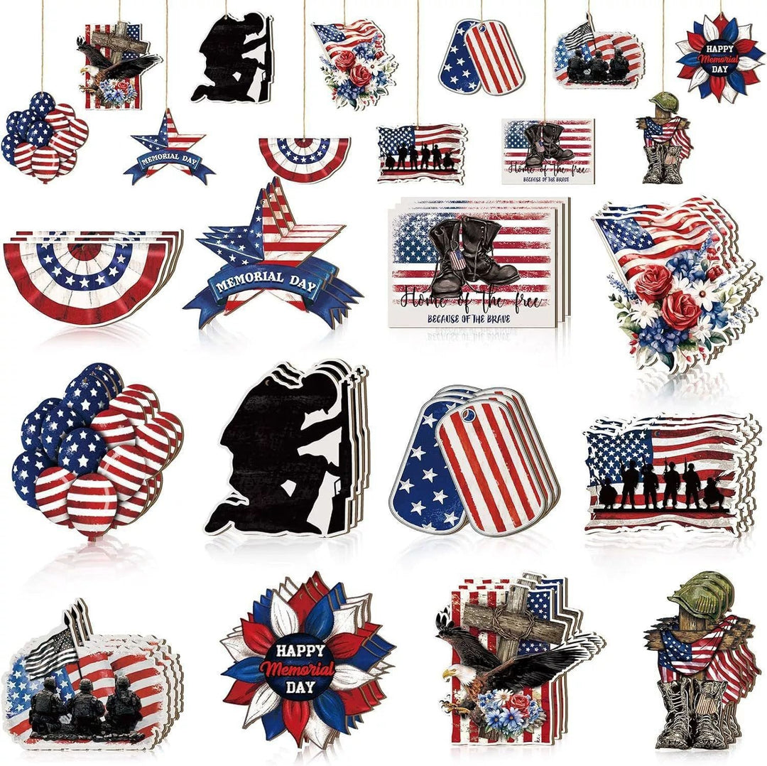 Unisex nan patriotic wooden hanging ornaments assorted Fourth of July USA cutout decorations Kalsten