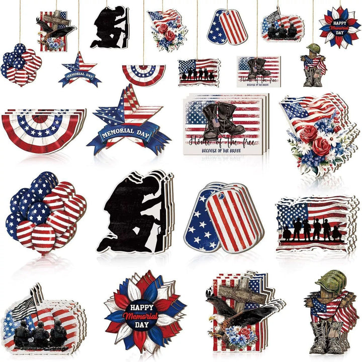 Unisex nan patriotic wooden hanging ornaments assorted Fourth of July USA cutout decorations Kalsten