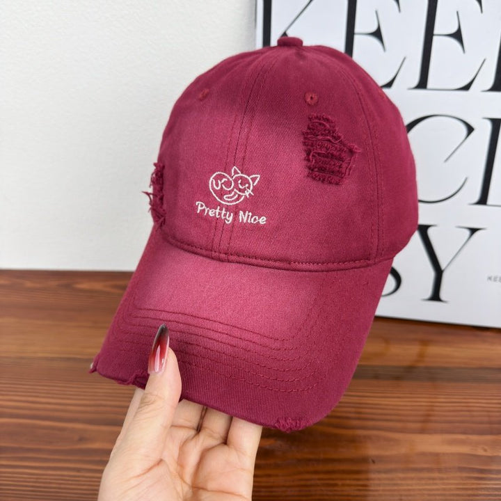 Women's Distressed Casual Embroidered Baseball Cap Kalsten
