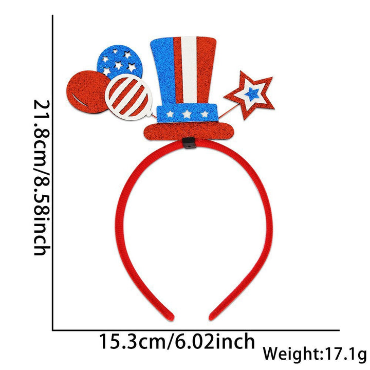 Women's Independence Day patriotic pompom headband with tinsel star toppers Kalsten