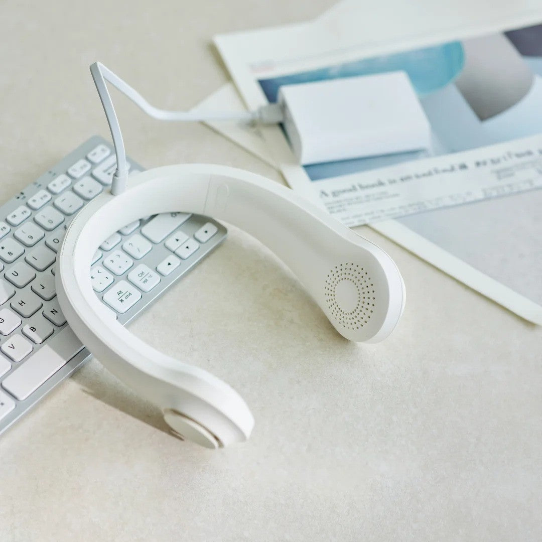 Unisex nan ergonomic neck fan bladeless with rechargeable battery, quiet motor, and adjustable airflow Kalsten
