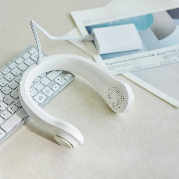 Unisex nan ergonomic neck fan bladeless with rechargeable battery, quiet motor, and adjustable airflow Kalsten