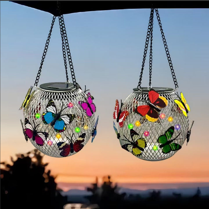 Solar Hanging Outdoor Lanterns With Vintage-Style LED Filament Bulb And Metal Cage Waterproof Suspension Kalsten