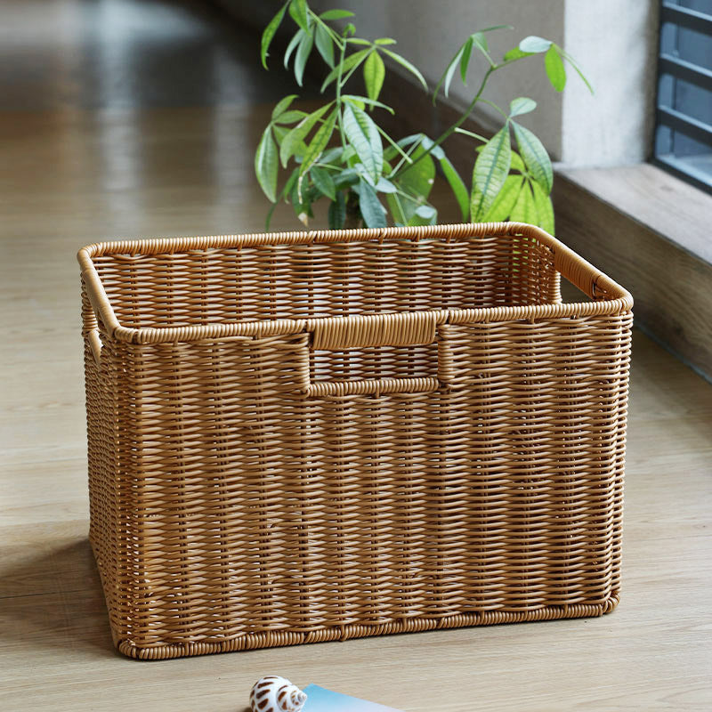 Woven Storage Basket with Ergonomic Cutout Handles Kalsten