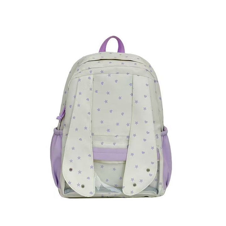Backpack with Loving Bunny Design and Transparent Compartments Kalsten