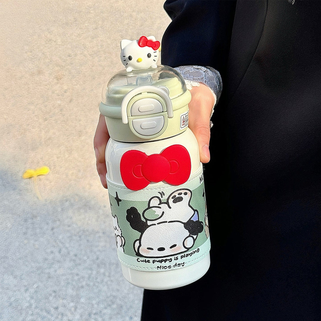 Women's creative water bottle with interactive lid and cute Kalsten design