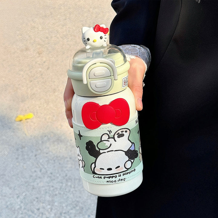 Women's creative water bottle with interactive lid and cute Kalsten design