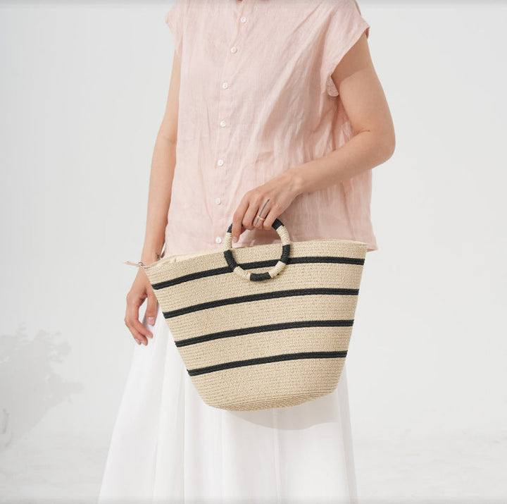 Basket bag with unique striped pattern Kalsten