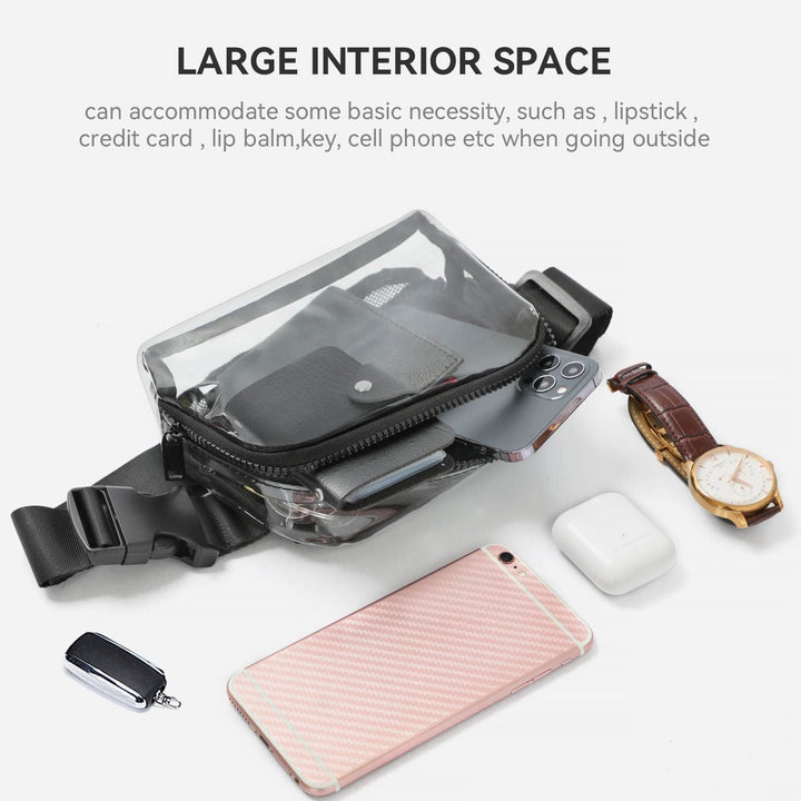 Transparent shoulder bag with mesh side pockets Kalsten