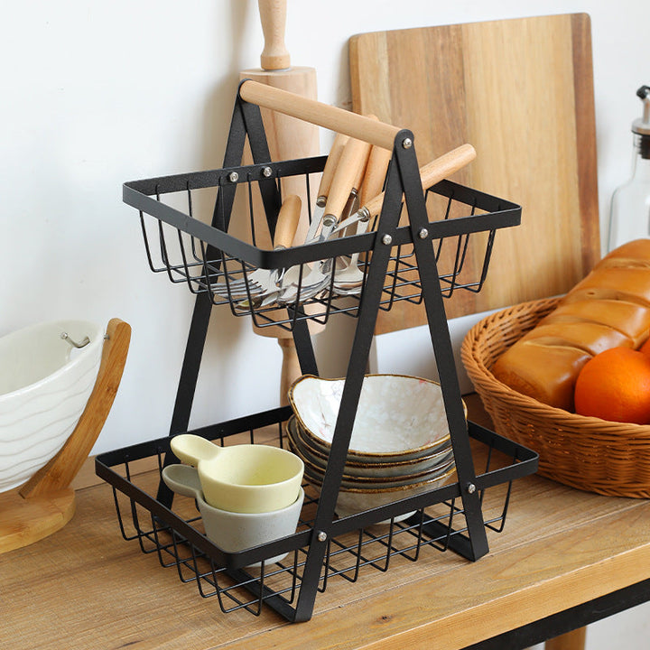 Sturdy Two-Tier Metal Storage Basket Kalsten