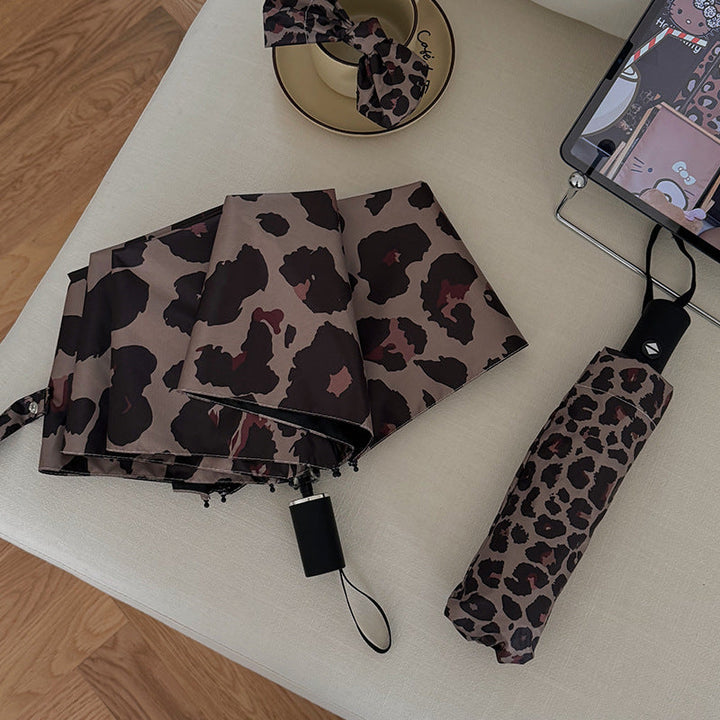 Women's Foldable Umbrella in Modern Leopard Pattern Kalsten