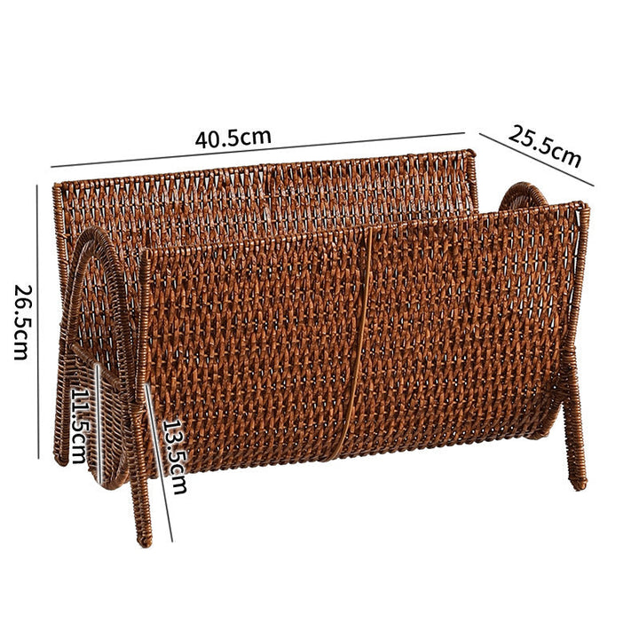 Unisex Rectangular Magazine Basket made of Handwoven Rattan Kalsten