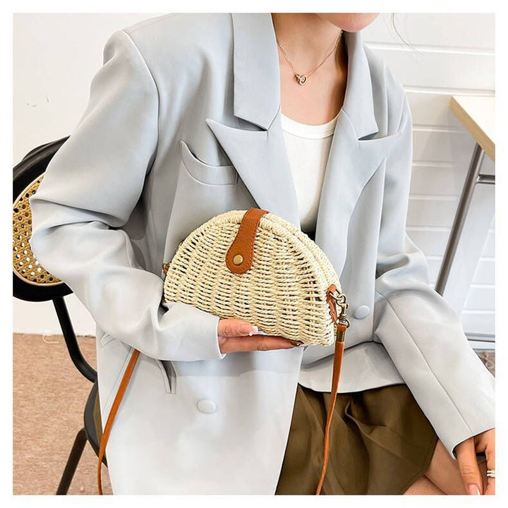 Handcrafted Rattan Bag in Half-Moon Design Kalsten