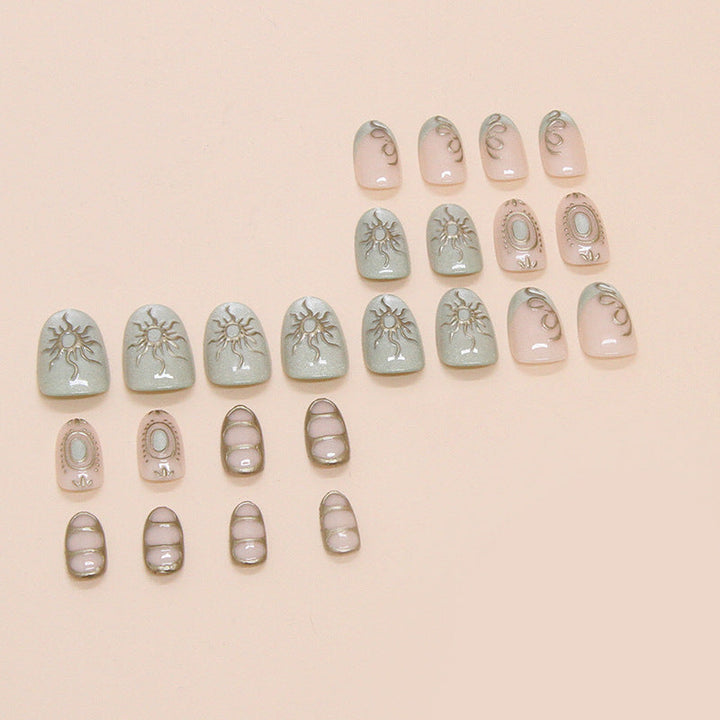 Artistic Sun-Embellished Press-On Nail Tips Kalsten