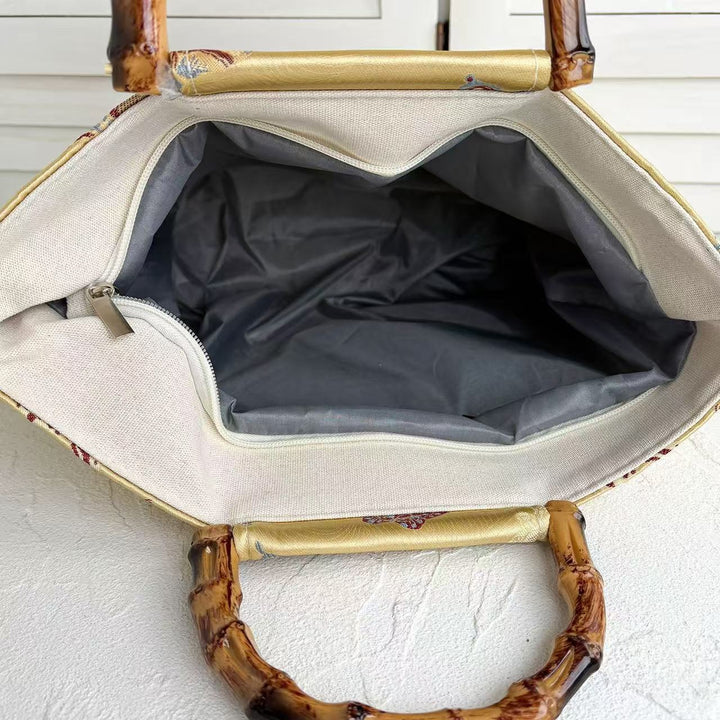 Handcrafted bag with bamboo handles Kalsten