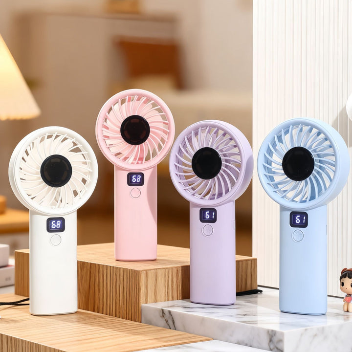 Unisex compact foldable USB fan with digital display, quiet motor and multi-stage speed control Kalsten