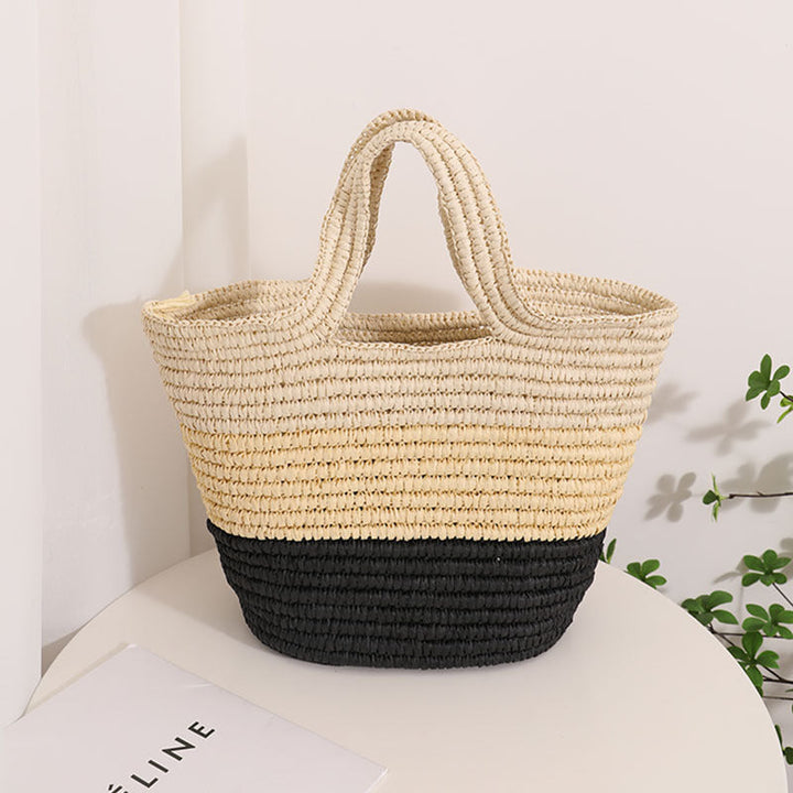 Handcrafted Durable Beach Bag with Cheerful Zigzag Pattern Kalsten