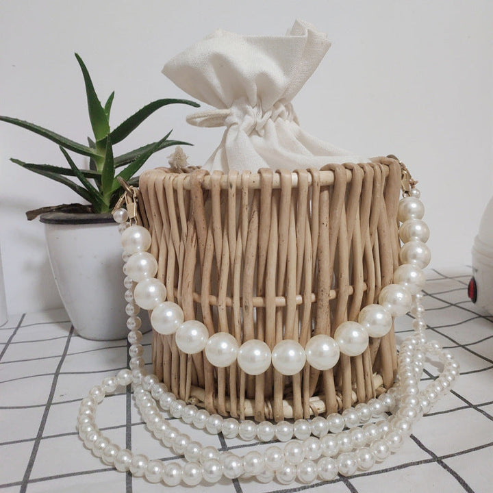Women's basket bag with pearl jewelry closure Kalsten
