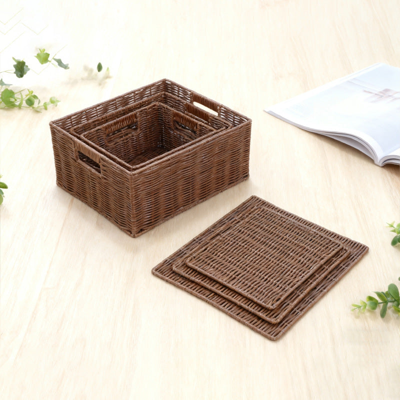 Women's storage basket made of woven material with integrated lids Kalsten