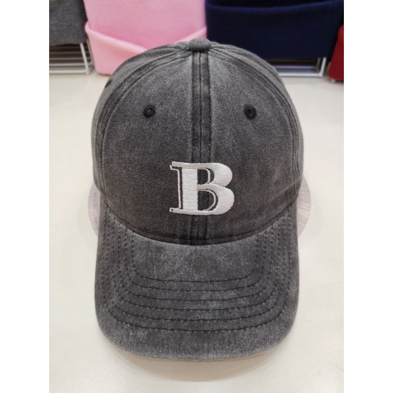 Women's Distressed Cotton Baseball Cap with Letter Embroidery Kalsten