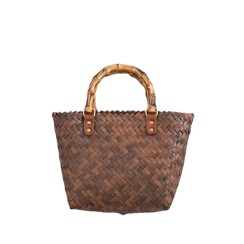 Handcrafted basket bag with bamboo handles Kalsten