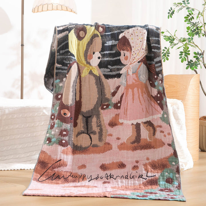 Women's cuddly blanket with charming bear motif Kalsten