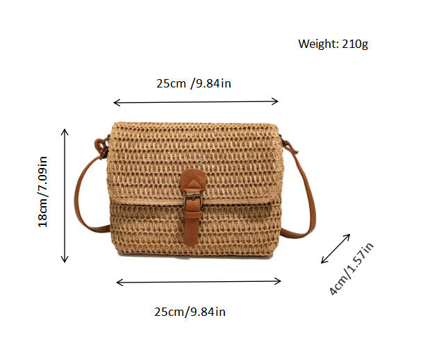 Handbag made of braided natural material with adjustable shoulder strap Kalsten