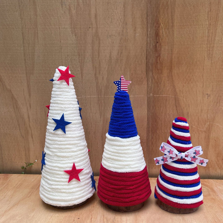 Independence Day patriotic festive tabletop cone centerpiece with felt star accents Kalsten
