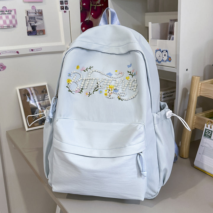 Embroidered Floral School Backpack