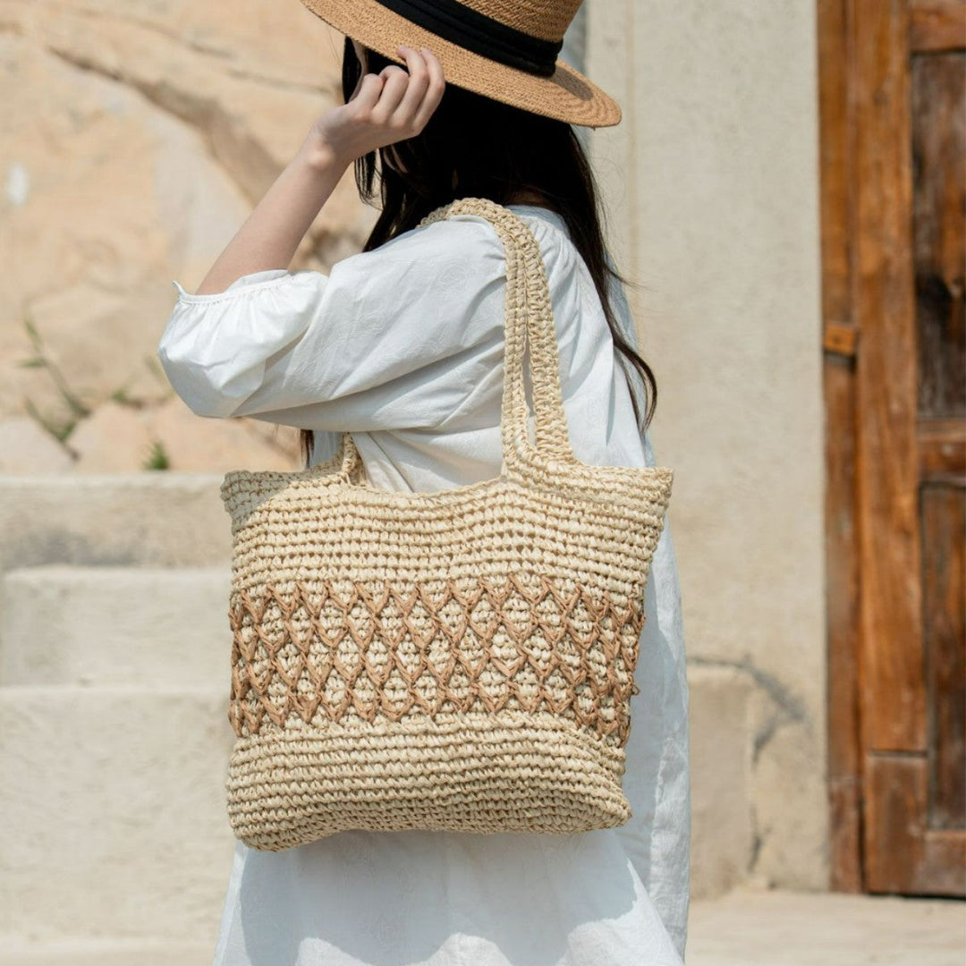 Handwoven shopping bag with decorative pattern Kalsten