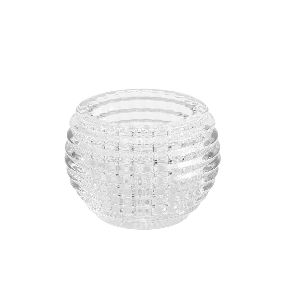 Ribbed Hand-Blown Glass Tealight Candle Holder Set Acalora