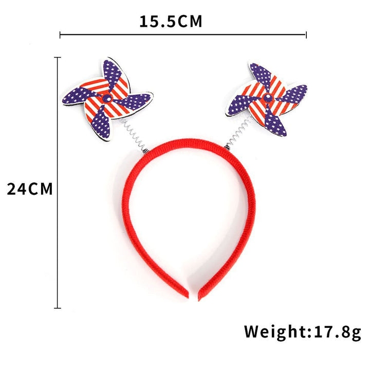 Unisex nan eye-catching party headband with attached pom poms, star tinsel, and small flag pendants Kalsten