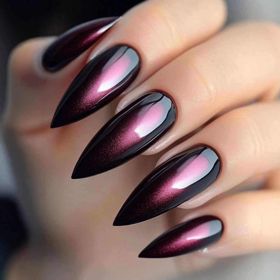 Artificial nails with high-gloss finish and gradient Kalsten