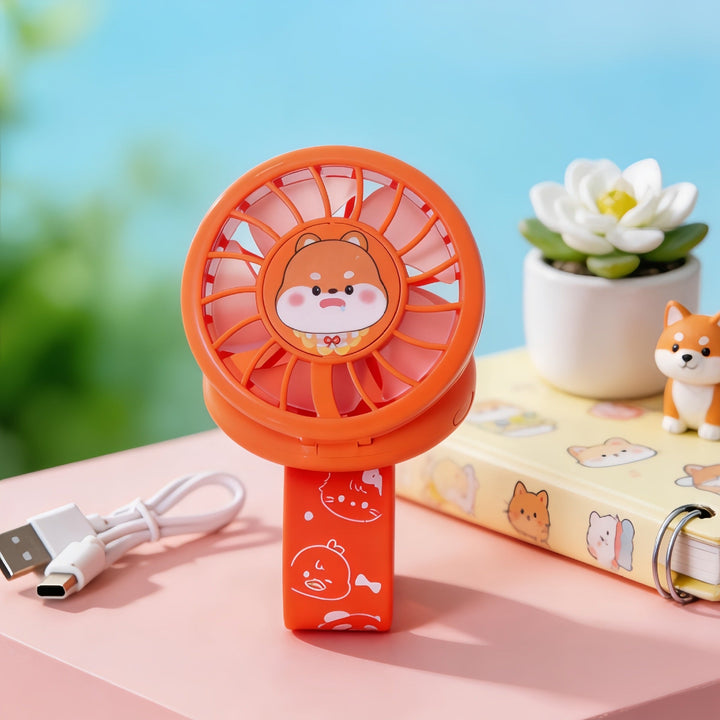 Women's Portable Hand Fan with Cute Animal Design and USB Charging Function Kalsten