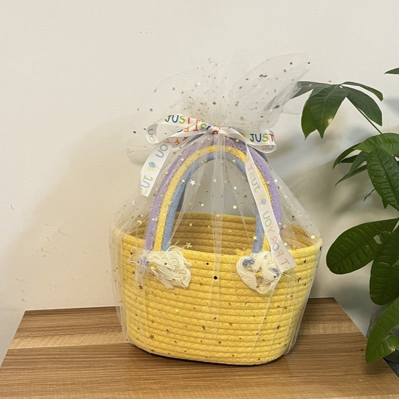 Women's handmade basket bag with color-coordinated handle accents Kalsten