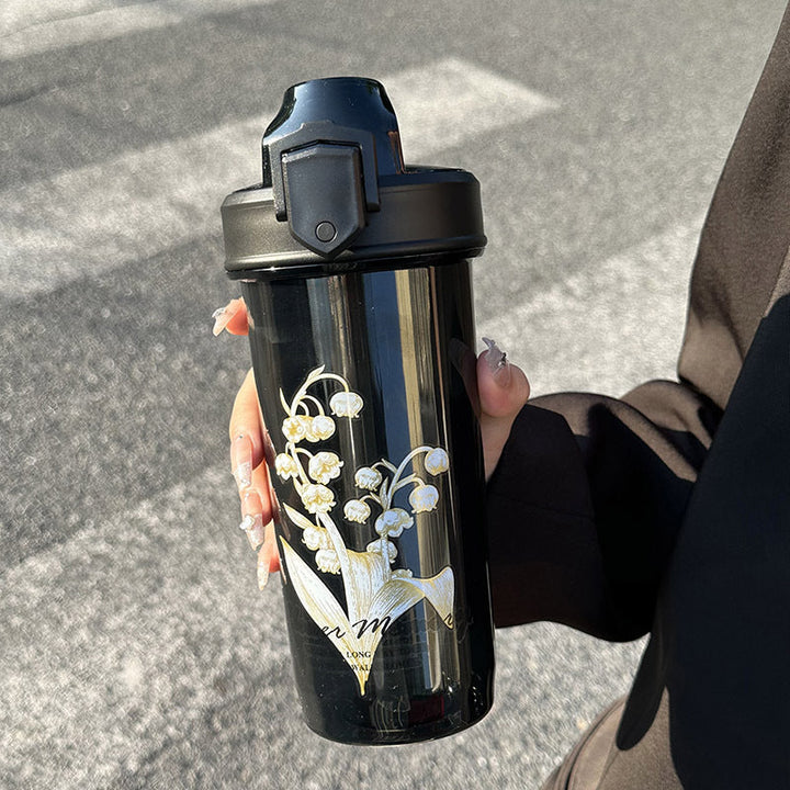Women's Insulated Drinking Bottle with Elegant Flower Design Kalsten
