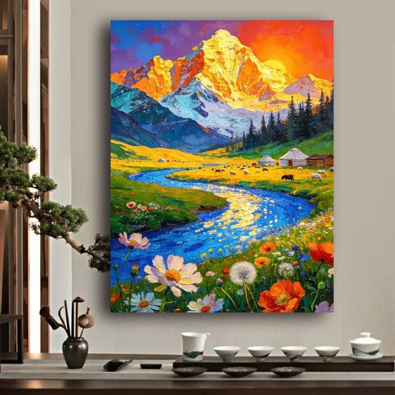 Vibrant Mountain Landscape Canvas Art Kalsten