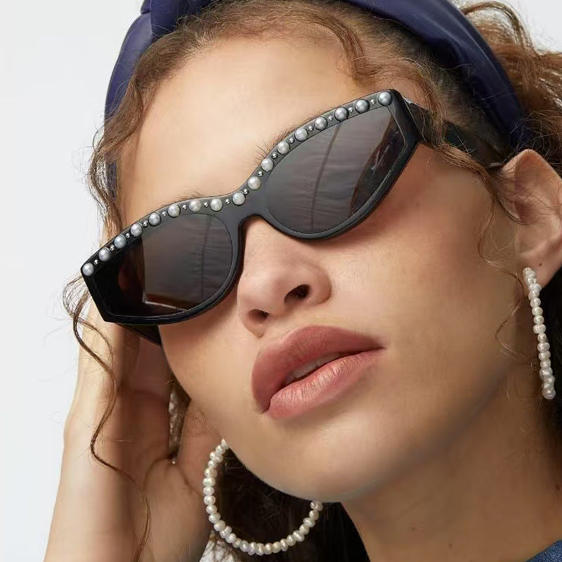 Women's Cat-Eye Sunglasses with Sparkling Rhinestone Accents and Animal Pattern Kalsten