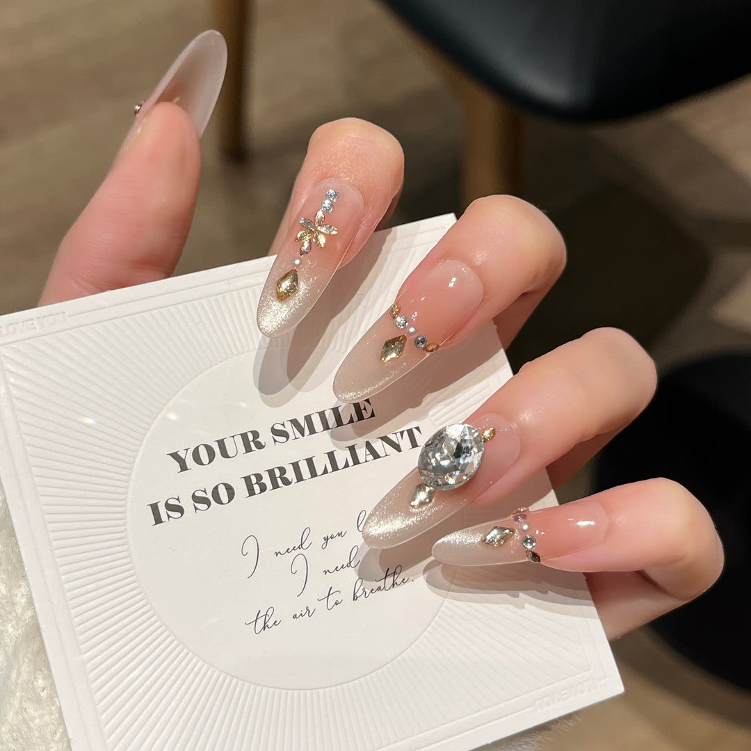 Elegant Rhinestone-Decorated Press-On Nail Extensions Kalsten