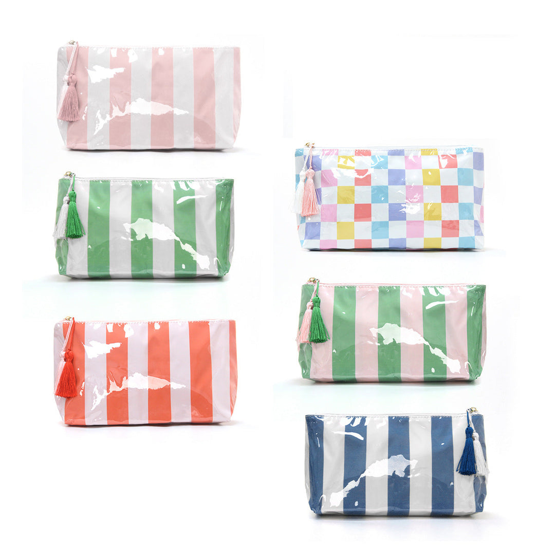 Cosmetic storage bag with water-repellent surface and tassel detail Kalsten