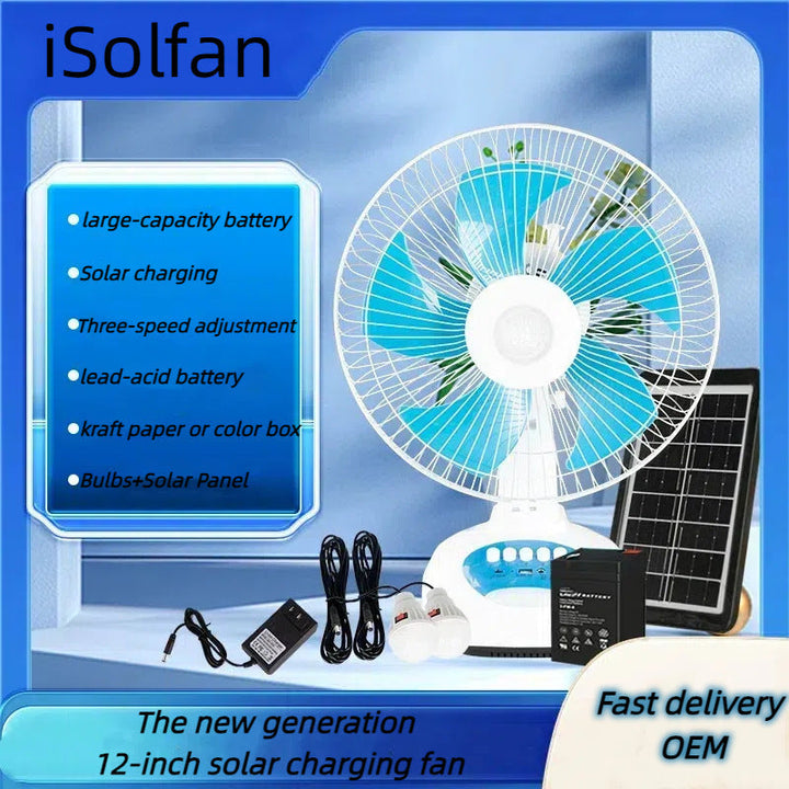 Ladies Portable Solar Fan with Large Battery Capacity and Variable Speed Control Kalsten