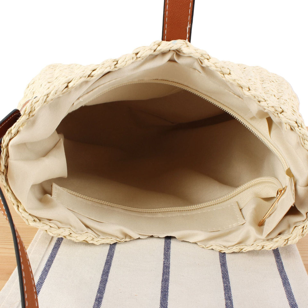 Braided shoulder bag with elegant leather accents Kalsten