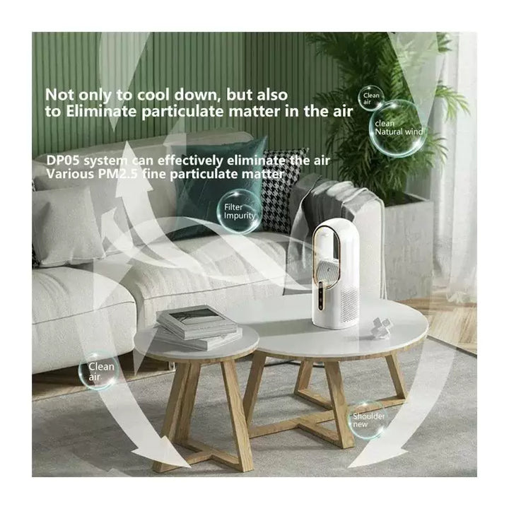 Unisex one-size bladeless evaporative tower fan and humidifier with touch LED display and brushless motor Kalsten